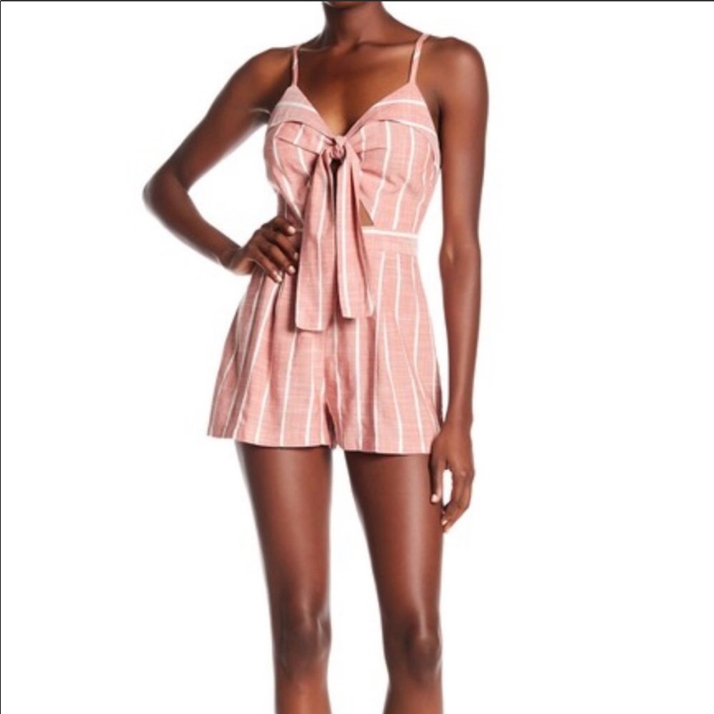 Linen striped romper